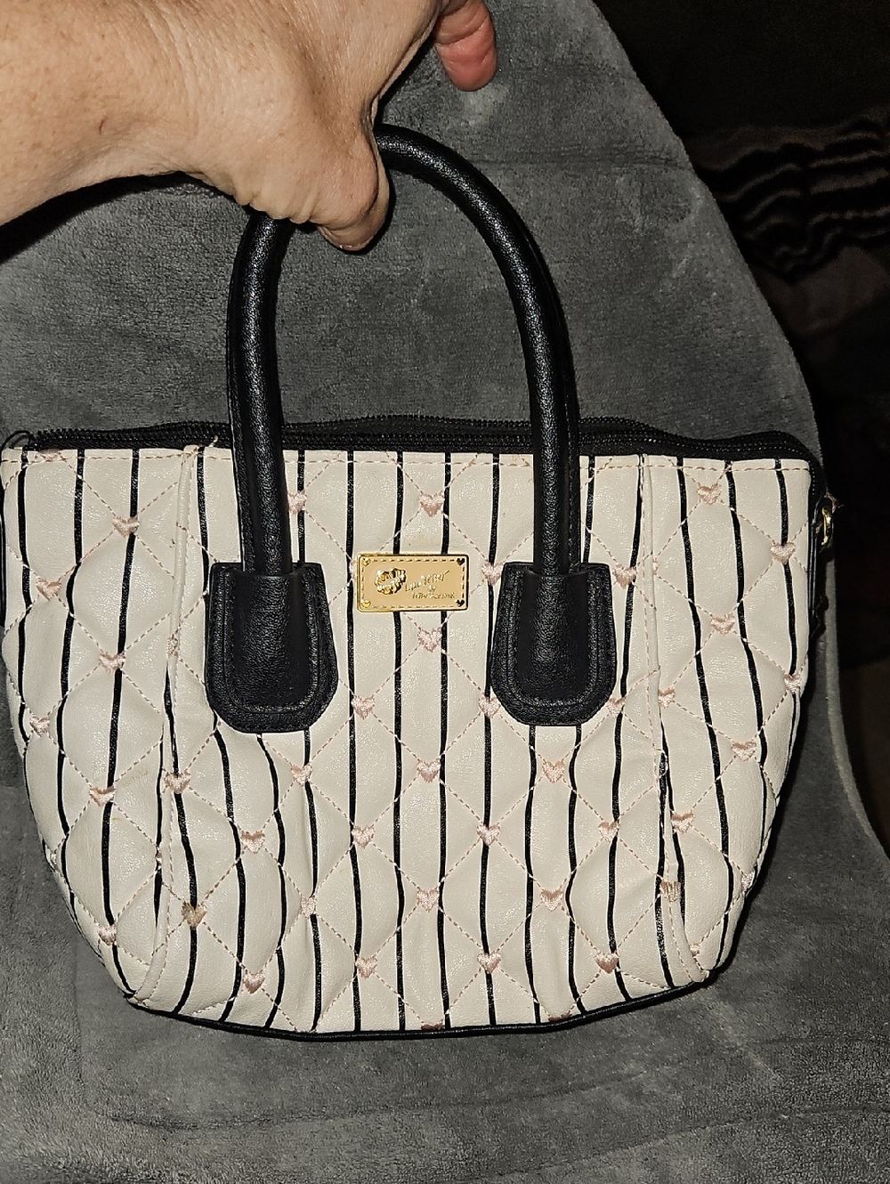 Betsey Johnson Cream and Black LUV BETSY Quilted Mini Satchel
